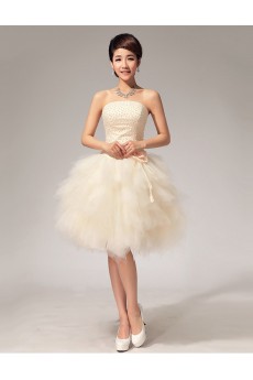 Tulle Strapless Sheath Dress with Bead