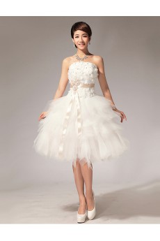 Tulle Strapless Sheath Dress with Handmade Flower