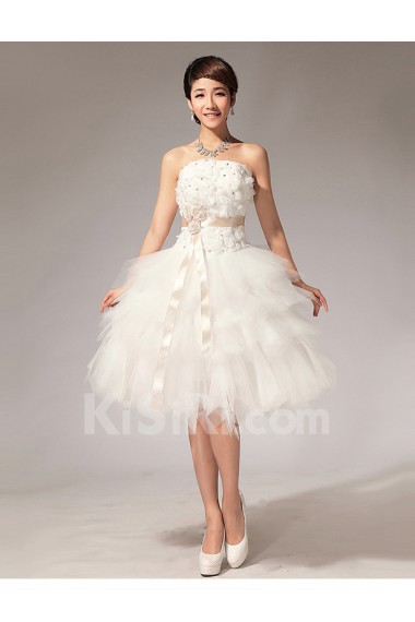 Tulle Strapless Sheath Dress with Handmade Flower