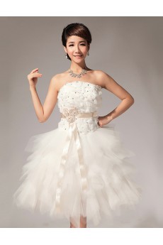 Tulle Strapless Sheath Dress with Handmade Flower