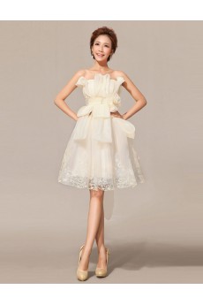 Tulle Strapless Sheath Dress with Handmade Flower