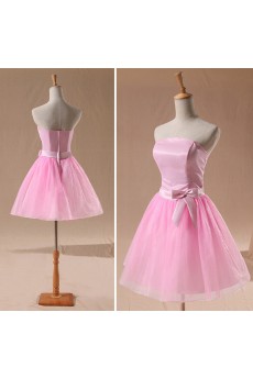 Tulle Strapless Sheath Dress with Bow