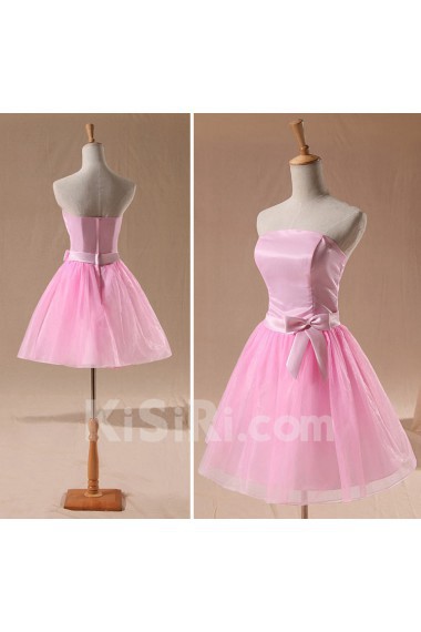 Tulle Strapless Sheath Dress with Bow