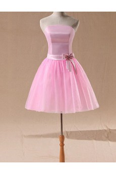 Tulle Strapless Sheath Dress with Bow