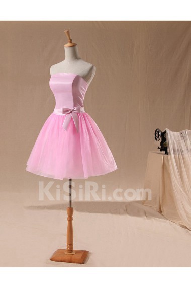 Tulle Strapless Sheath Dress with Bow