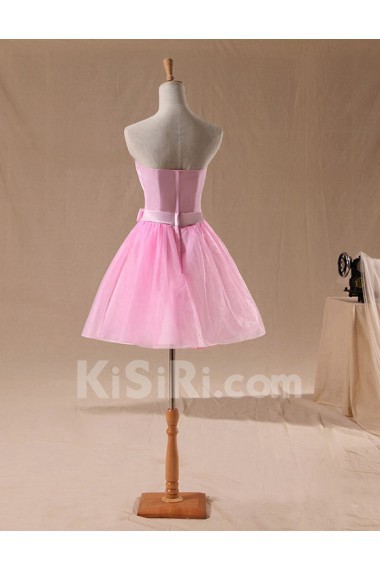Tulle Strapless Sheath Dress with Bow
