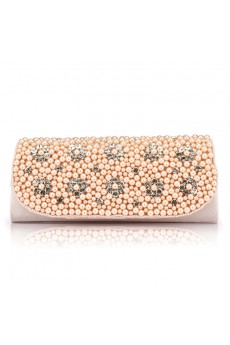 Satin Embroidery Bead and Rhinestone Flower Handbag