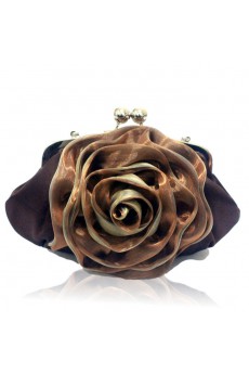 Satin Coffe Evening Handmade Flower Bridesmaids Handbag