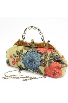 Velvet Embroidery Peony Handbag/Clutche