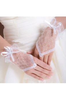 Lace Fingerless Wrist Length Wedding Gloves