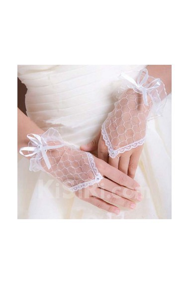 Lace Fingerless Wrist Length Wedding Gloves