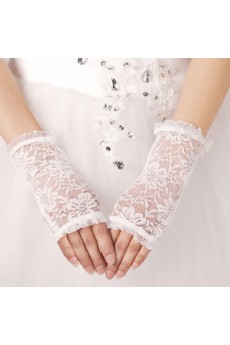 Lace Fingerless Wrist Length Wedding Gloves