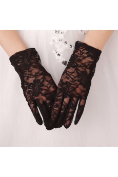 Lace Fingertips Wrist Length Wedding Gloves