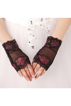 Lace Fingerless Wrist Length Wedding Gloves