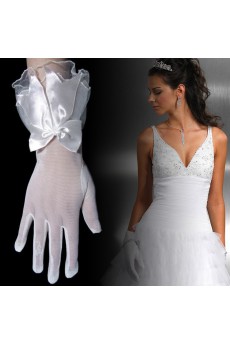 Tulle Fingertips Wrist Length Wedding Gloves