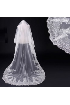 Cathedral Wedding Veil With Lace beads