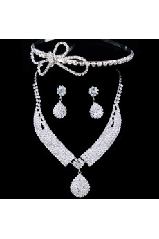 Gorgeous Alloy  Wedding Bridal Jewelry Set with Rhinestones Earrings,Necklace and Tiara