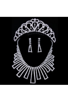 Shining Wedding Jewelry Set,Including Alloy with Rhinestones Earrings,Necklace and Combs