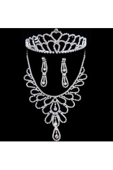 New Style Rhinestones Wedding Jewelry Set,Including Necklace,Earrings and Tiara