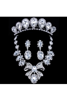 Luxurious Rhinestones Wedding Jewelry Set,Including Necklace,Earrings and Headpiece