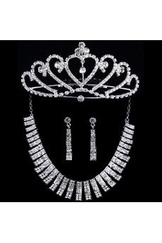 Wedding Jewelry Set - Necklace,Earrings and Tiara with Rhinestones and Alloy Plated 