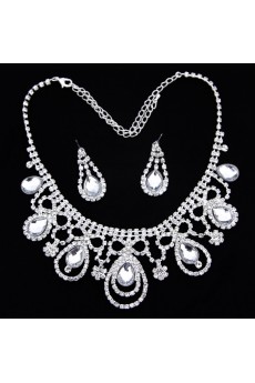 Gorgeous Rhinestones Wedding Jewelry Set with Earrings,Tiara and Necklace