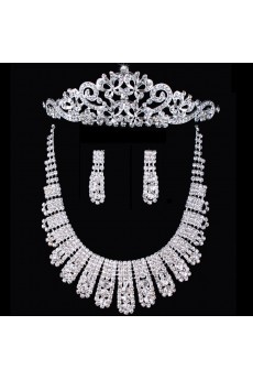 Beauitful Alloy with Rhinestones Wedding Jewelry Set, Including Earrings and Necklace,Tiara