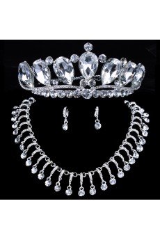 Shining Wedding Jewelry Set - Earrings,Necklace and Tiara with Alloy with Rhinestones