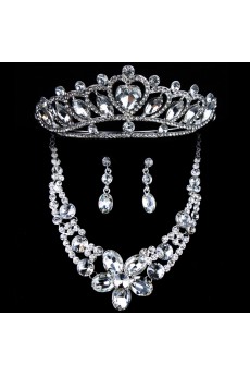 Luxurious Alloy with Rhinestones Wedding Jewelry Set,Including Necklace,Earrings and Tiara