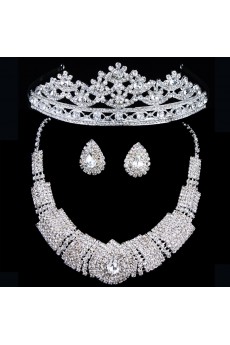 Gorgeous Wedding Jewelry Set - Rhinestones with Alloy Earrings,Necklace and Headpiece