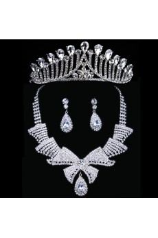 New Style Rhinestones Wedding Jewelry Set with Necklace,Earrings and Tiara