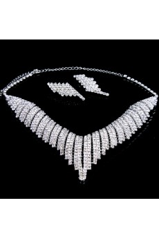 Luxurious Shining Alloy with Rhinestones Wedding Jewelry Set,Including Necklace,Earrings and Headpiece