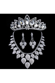 Luxurious Wedding Jewelry Set, Including Headpiece,Earrings and Necklace with Alloy and Rhinestones 