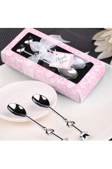 Silver Teacups Spoon Set Wedding Favor