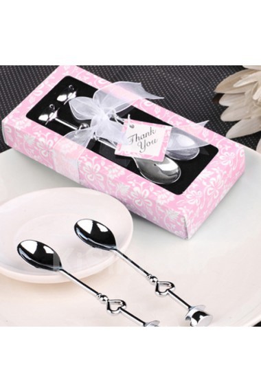 Silver Teacups Spoon Set Wedding Favor