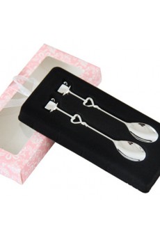 Silver Teacups Spoon Set Wedding Favor