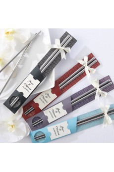 "East Meet West" Stainless Steel Chopsticks Wedding Favor (12 Pairs)