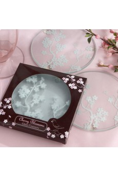 Cherry Blossoms Frosted Glass Coasters(set of 2)