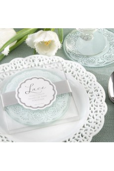 Exquisite Lace And Frosted Glass Coasters (Set of 2)