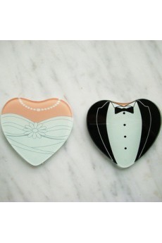 Heart Shaped Gown & Tuxedo Coasters (Set of 2)