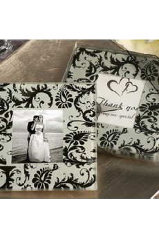 Photo Coaster Favor With Black Damask Design (Set of 2)