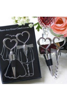 2 Pieces Deluxe Chrome Bottle Stopper Set 