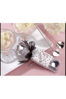 Stir Up A Lil Love Silver Heart Straw Stirrers Wedding Favor (Set of 2)