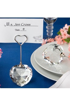 Heart Shaped Crystal Place Card Holder