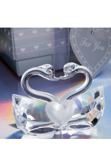 Crystal Kissing Swans Paperweight Party Favor/Gift