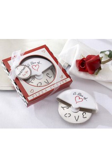 "A Slice of Love" Stainless Steel Pizza Cutter in Miniature Pizza Box
