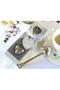 "Tea Time" Stainless Steel Heart Tea Infuser Wedding Favor 