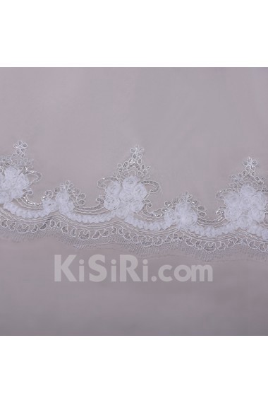 One Tier Bridal Veil With Lace Edge