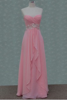 Chiffon Strapless Column Dress with Beading