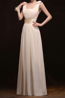 Chiffon Square Column Dress with Handmade Flower